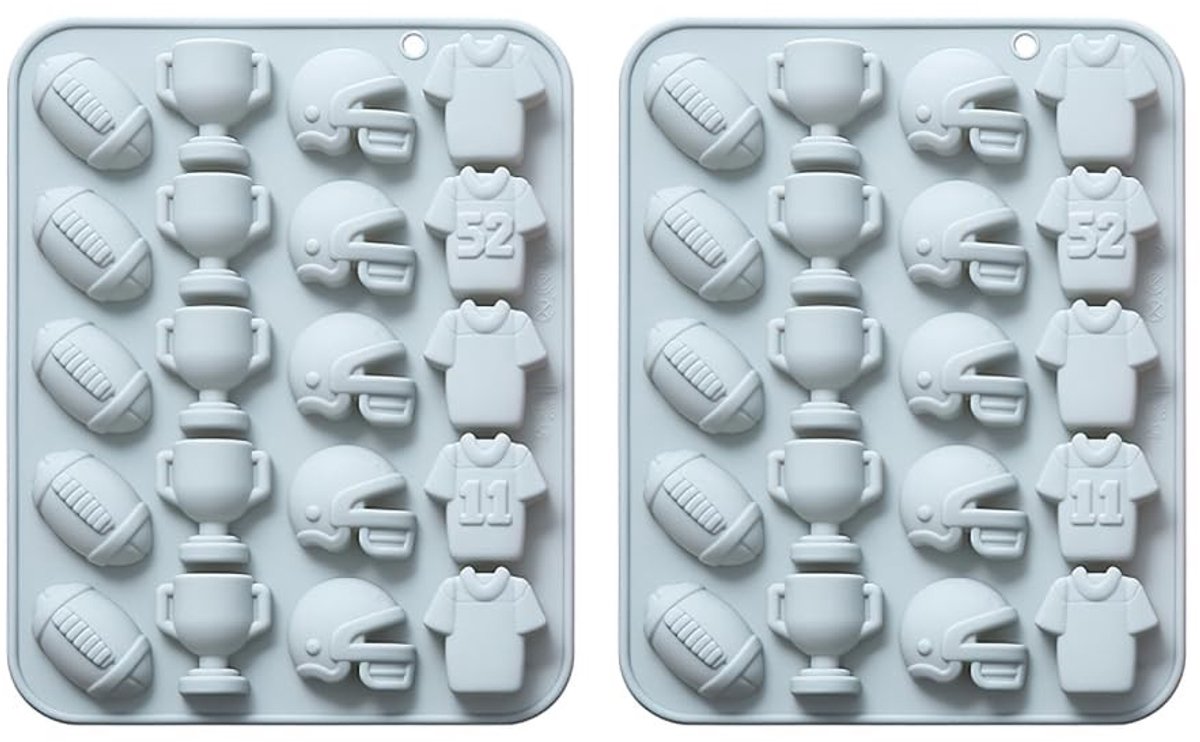 Dailygoods- Chocoladevorm 20 holtes - Snoepvormpjes Siliconen - Sportthema - Voetbalvormen - Bakaccessoires - Breed toepasbaar - Snoepvorm