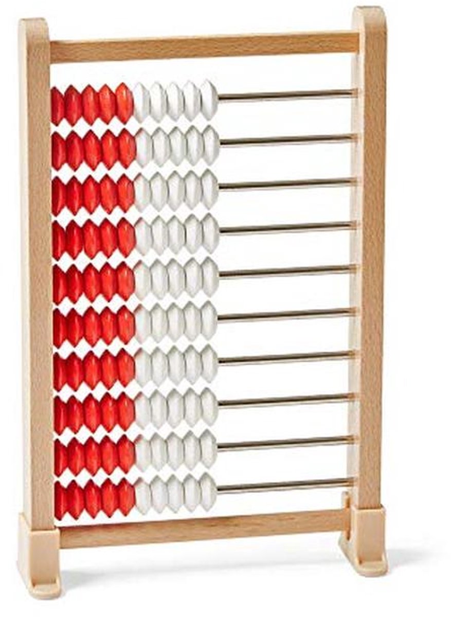 Rekenrek Set - Telraam Kinderen - Rekenen Leren - Houten Frame - 100 Kralen - Rood Wit