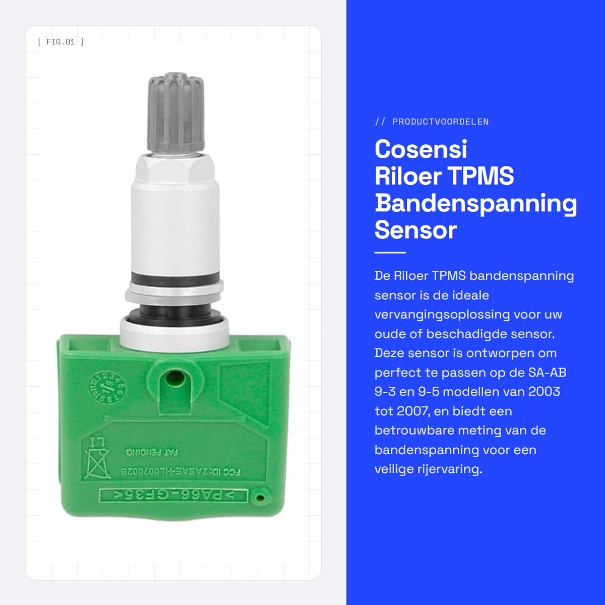 Dailygoods- Bandenspanning Sensor - Geschikt voor Sa-Ab 9-3/9-5