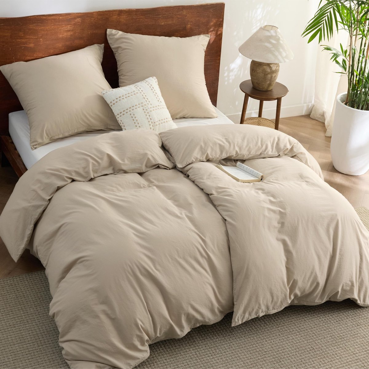 Dailygoods - Beddengoedset 135 x 200 cm - Katoen - Stijlvol en comfortabel - Hazeltaupe - Dekbedovertrek met kussenslopen - Geschikt voor elke slaapkamer
