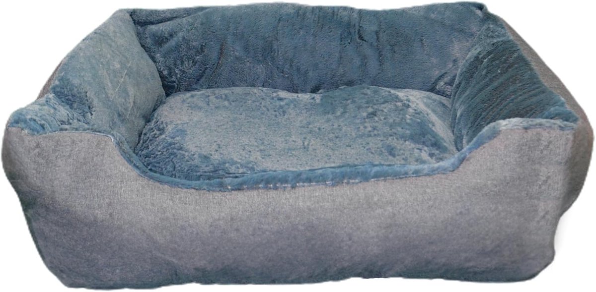 Groot Hondenkussen met Verhoogde Randen - Hondenmand Linnenlook Antislip Grijs 90x75 cm