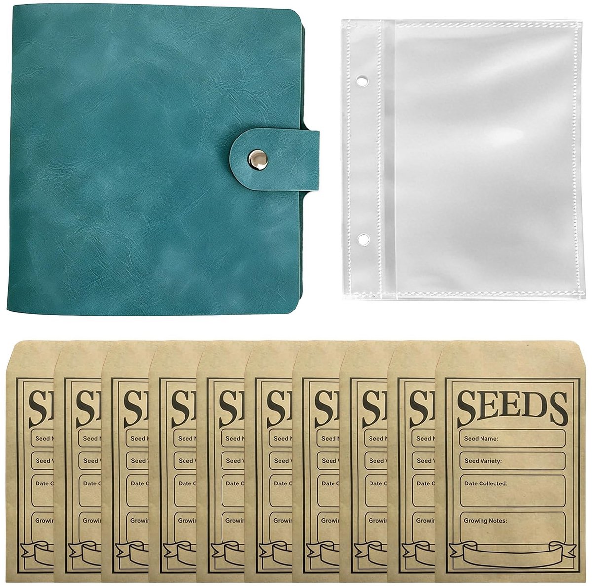 Dailygoods- Zadenopbergzakken 25 dubbelzijdig kunststofpapier - 50 zaadzakjes - Zelfklevende zakjes - Zaaigoed - Bloemzaden - Hoogwaardig PU-leer