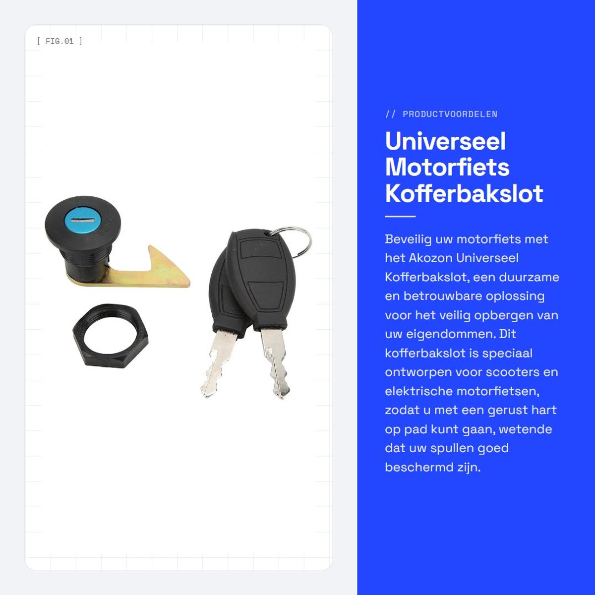 Dailygoods - Universeel Motorfiets Kofferbakslot - Veiligheidsoplossing - Aluminium en Kunststof - Geschikt voor scooters - Betrouwbare Beveiliging -...