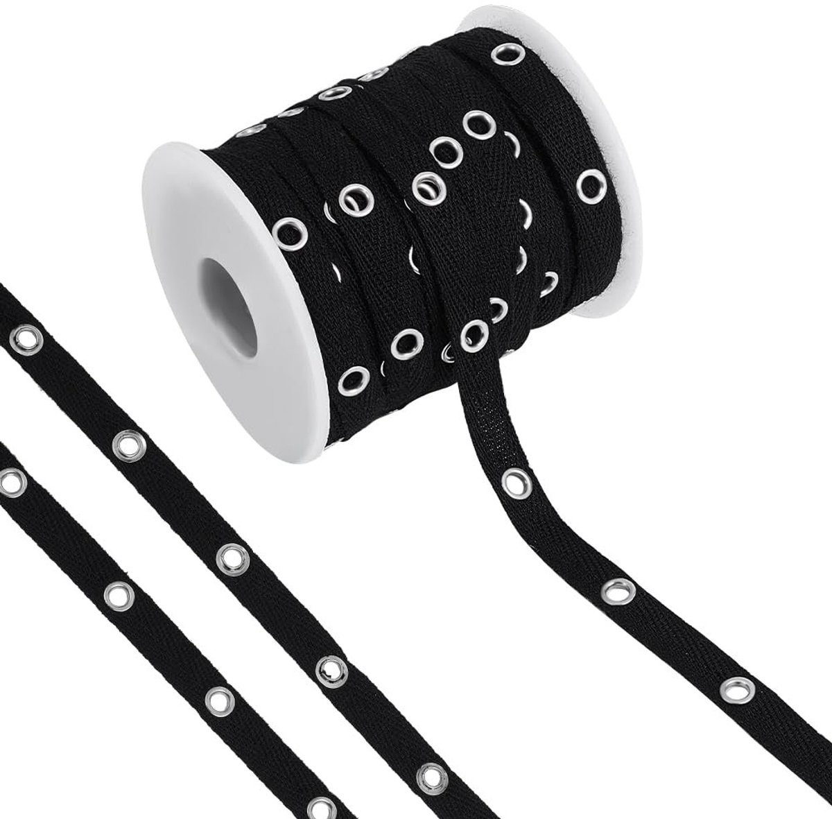 Dailygoods- Oogjesband 20 yard - Katoenen oogjesband 10 mm - Kledingversiering - Gordijnen/Lampenkappen - Doe-het-zelf decoratie - Sterk en duurzaam - Eyelet Tape