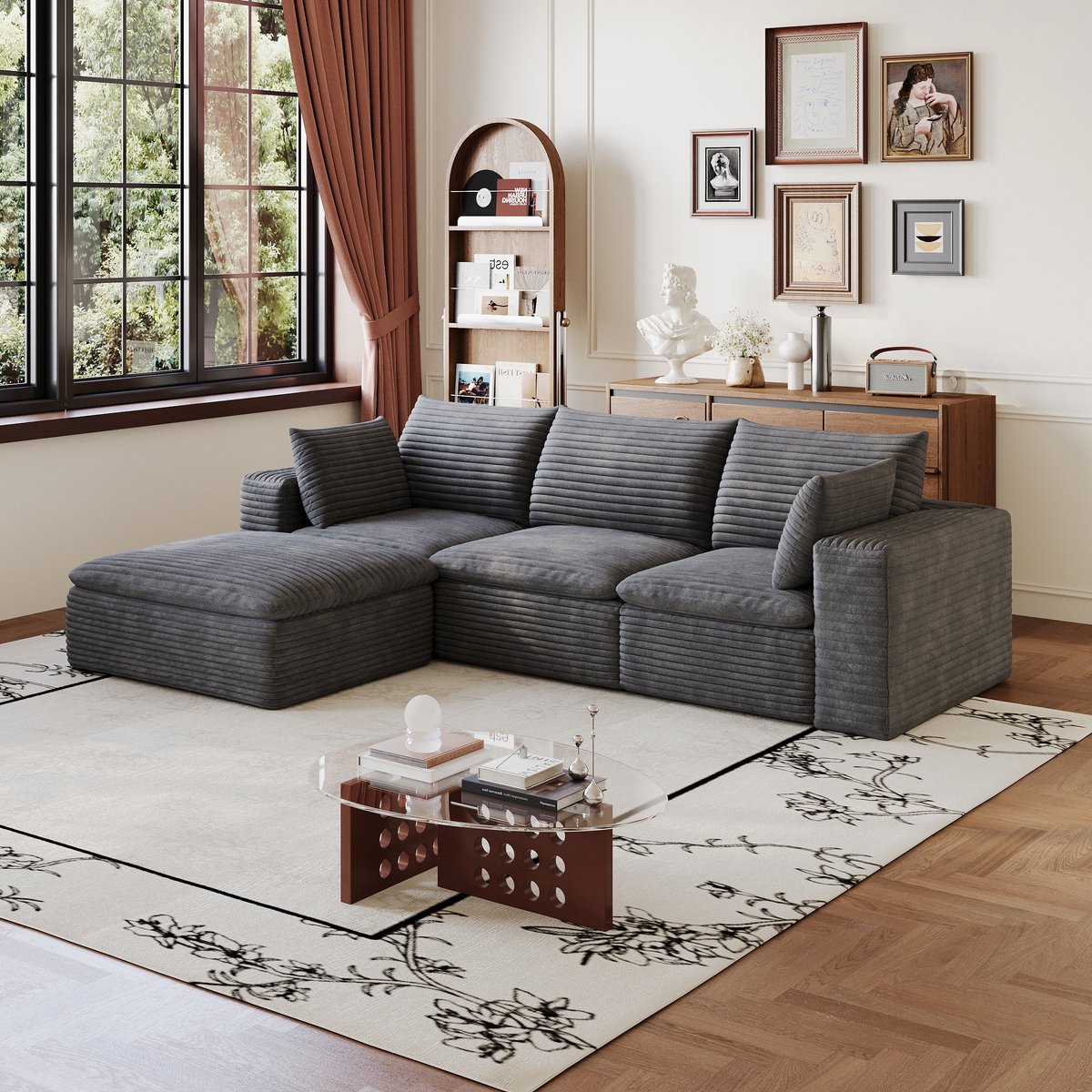 OKWISH Modulaire Bank 260 Cm - Zachte Stoffen Bekleding En Volledige Schuimvulling - Woonk