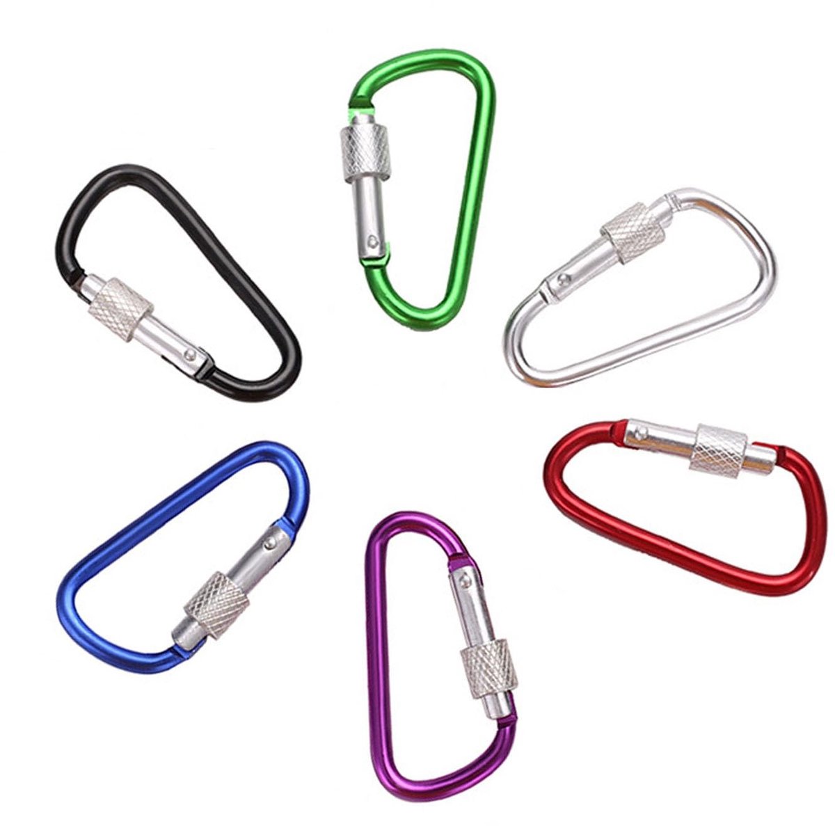 Dailygoods- Karabijnhaak Lichtgewicht - Mini Karabijnhaak Sleutelhanger - D-ring Karabijnhaak - Multicolor - 6 Kleuren - Duurzaam Design - Klimhaak