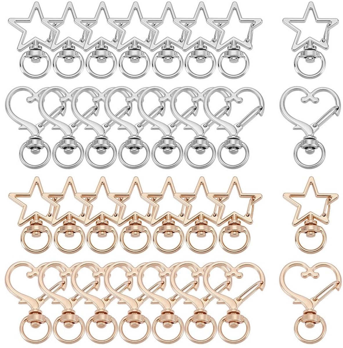 Dailygoods- Karabijnhaken 32 stuks - Draaibare Sluitingen - Sleutelhanger - Sieraden Maken - Gemengde Kleuren - Compact Formaat - Sleutelhangers