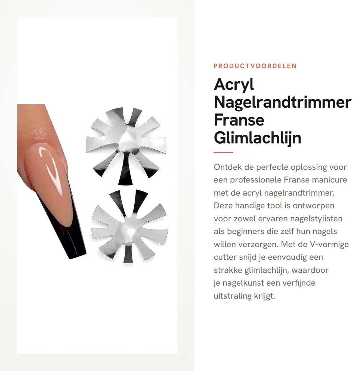 Dailygoods- Nagelrandtrimmer Professioneel - 2 Stuks - Acryl Nagelkunst - Franse Glimlachlijn - Roestvrij Staal - 7.5cm Doorsnede - Nagelkunsttool