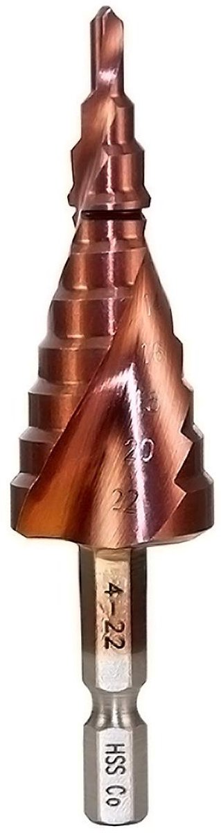 Dailygoods- Boor 4-22mm Kobalt HSS M35 - Zeskantschacht - Multifunctioneel Boorgereedschap - Gatvergroter - Dubbele Snijbladen - Lange Levensduur - Trapboor