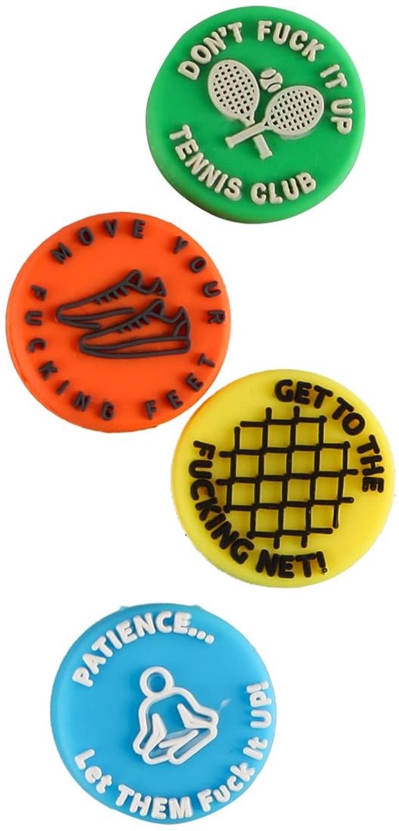 Dailygoods- Tennis Schokdemper 4-Pack - Siliconen Demper - Verbeterd Comfort - Schokabsorberend - Stabiliteit - Betere Feedback - Racketdemper