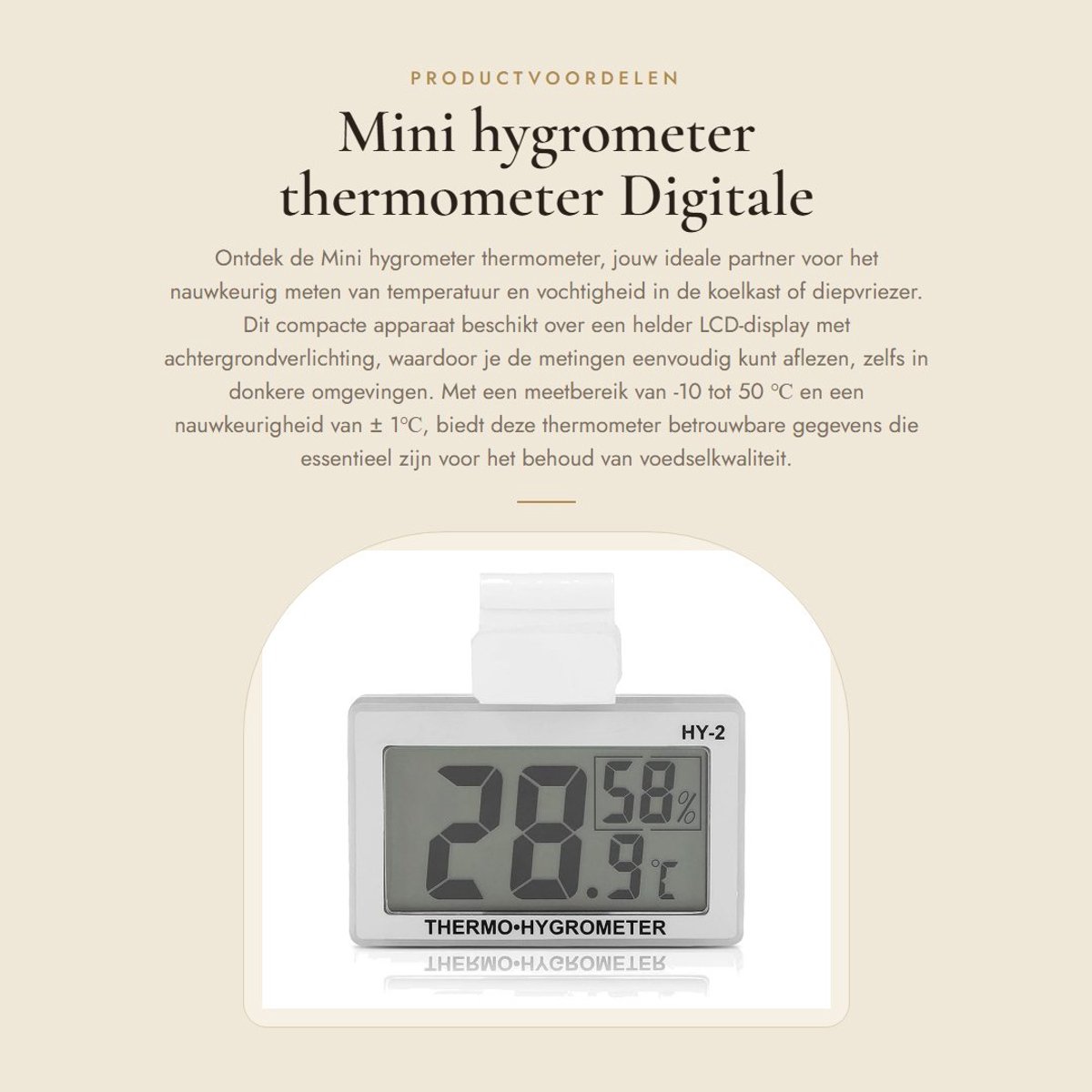 Dailygoods - Mini hygrometer thermometer - Digitale temperatuur en vochtigheid monitor - Waterbestendig - LCD-display met achtergrondverlichting - Ges...