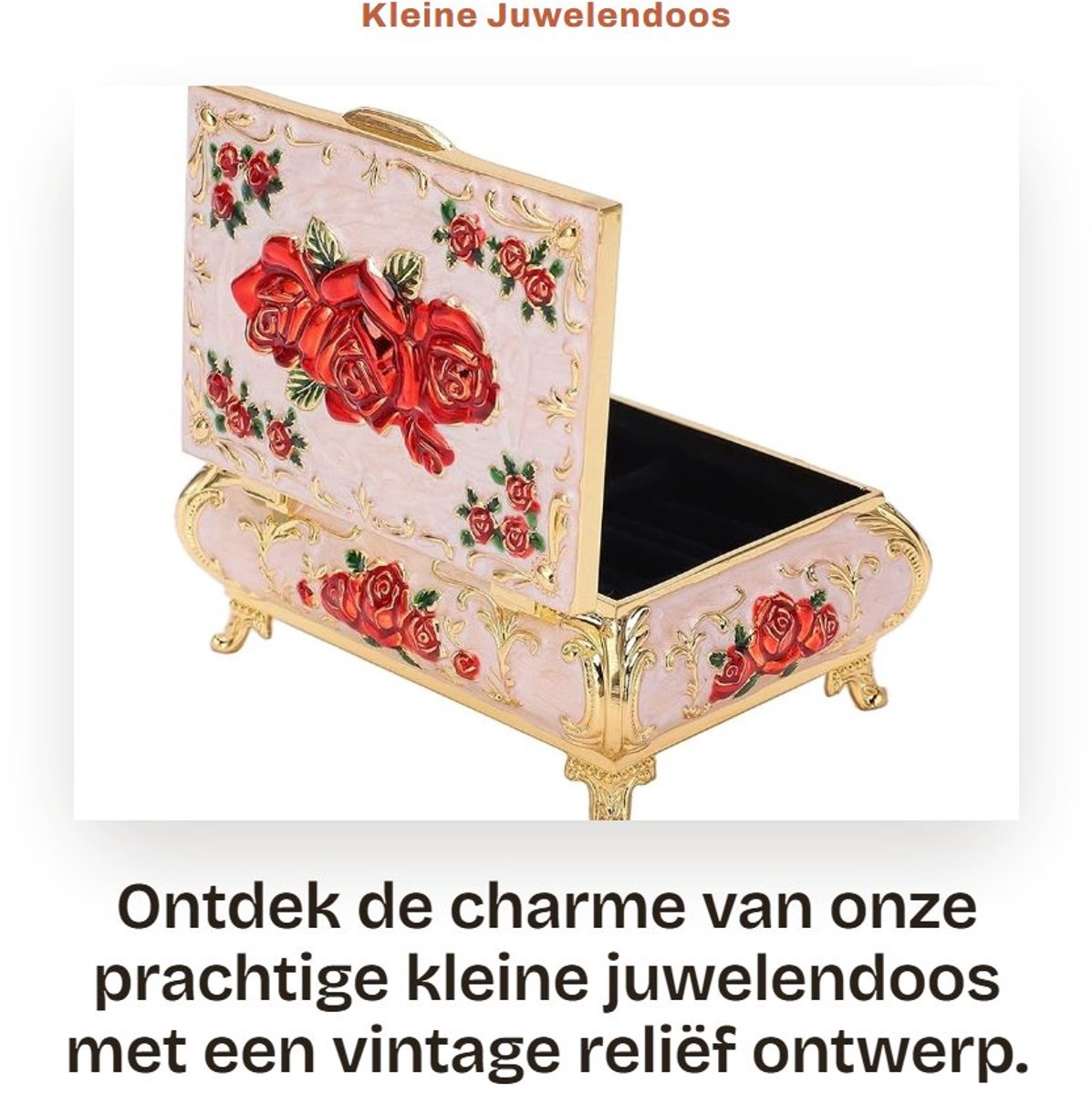 Dailygoods- Juwelendoos Vintage Ontwerp - Sieradendoos voor Volwassenen - Antieke Aandenken - Rozen Patroon - Rijke Glans - Elegant Design