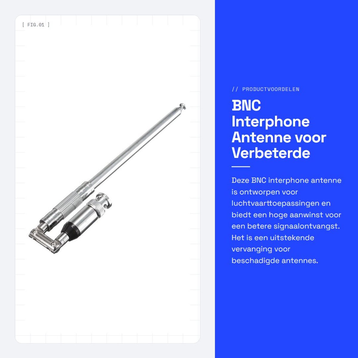 Dailygoods- Ontvanger Hoge Aanwinst Antenne 118-136MHz - Antenne BNC - Verbeterde Signaalontvangst - Roestvrij Staal - Betrouwbaar Gebruik - Verhoogde Winst 3.5dBi