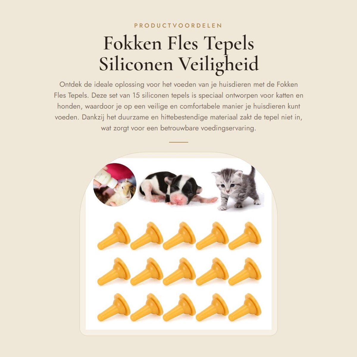 Dailygoods- Fles Tepel - 15 Stuks - Siliconen - Veilig - Zacht - Eenvoudig te installeren - Geschikt voor katten/honden - Nippel
