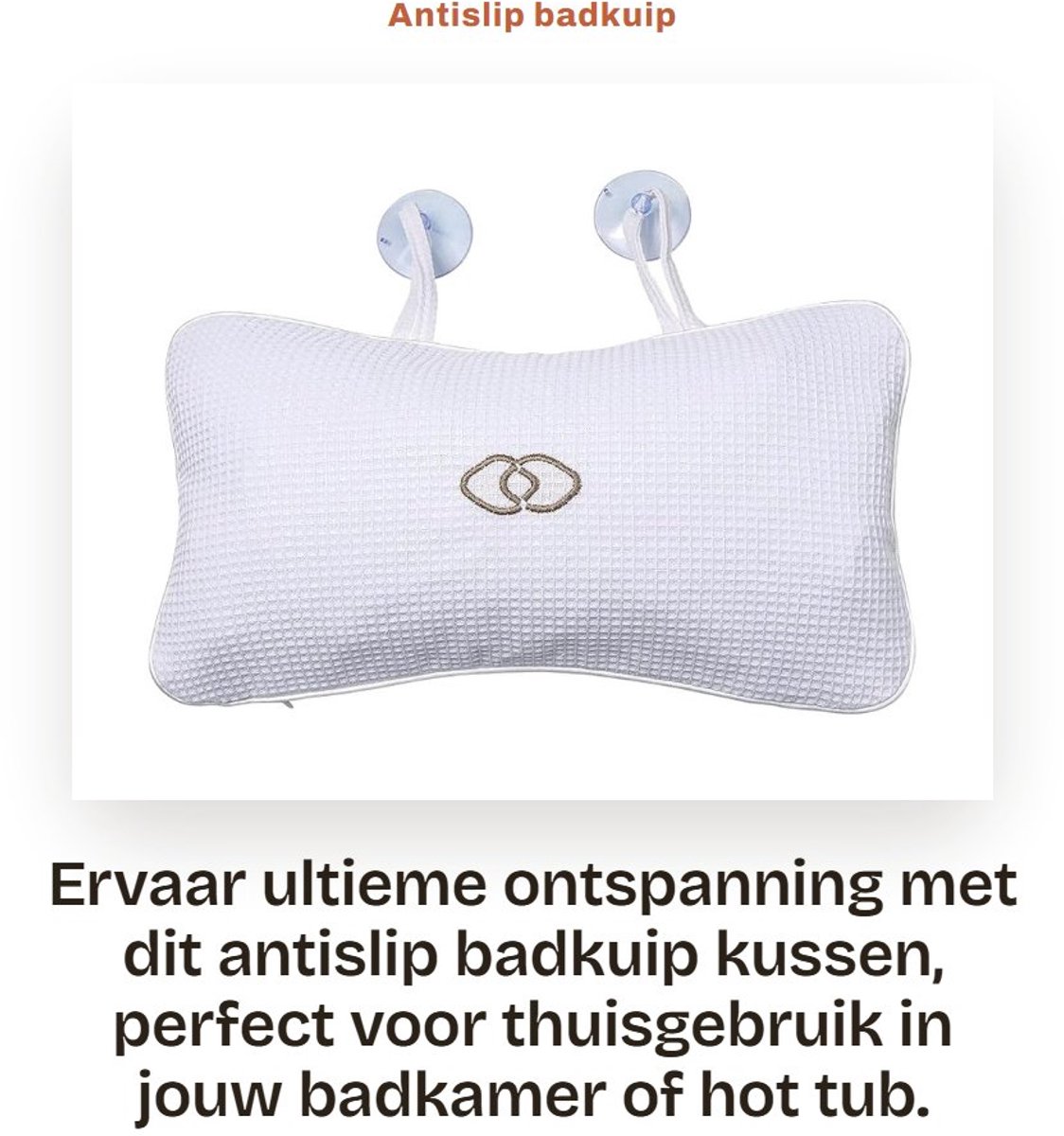 Dailygoods- Badkuip Kussen Luxe - Antislip Ondersteuning - Hoofdsteun - Nek/Rug Kussen - Opblaasbaar - Eenvoudig te Reinigen - Badkussen