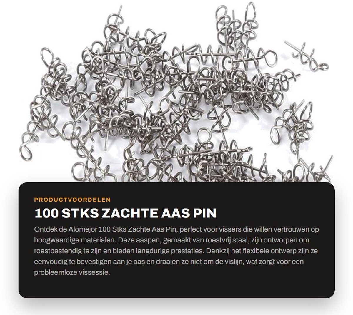 Dailygoods- Aas Pin 14mm - 100 Stuks - Roestvrij Staal - Flexibel - Eenvoudig te Installeren - Hoge Treksterkte - Vishaken