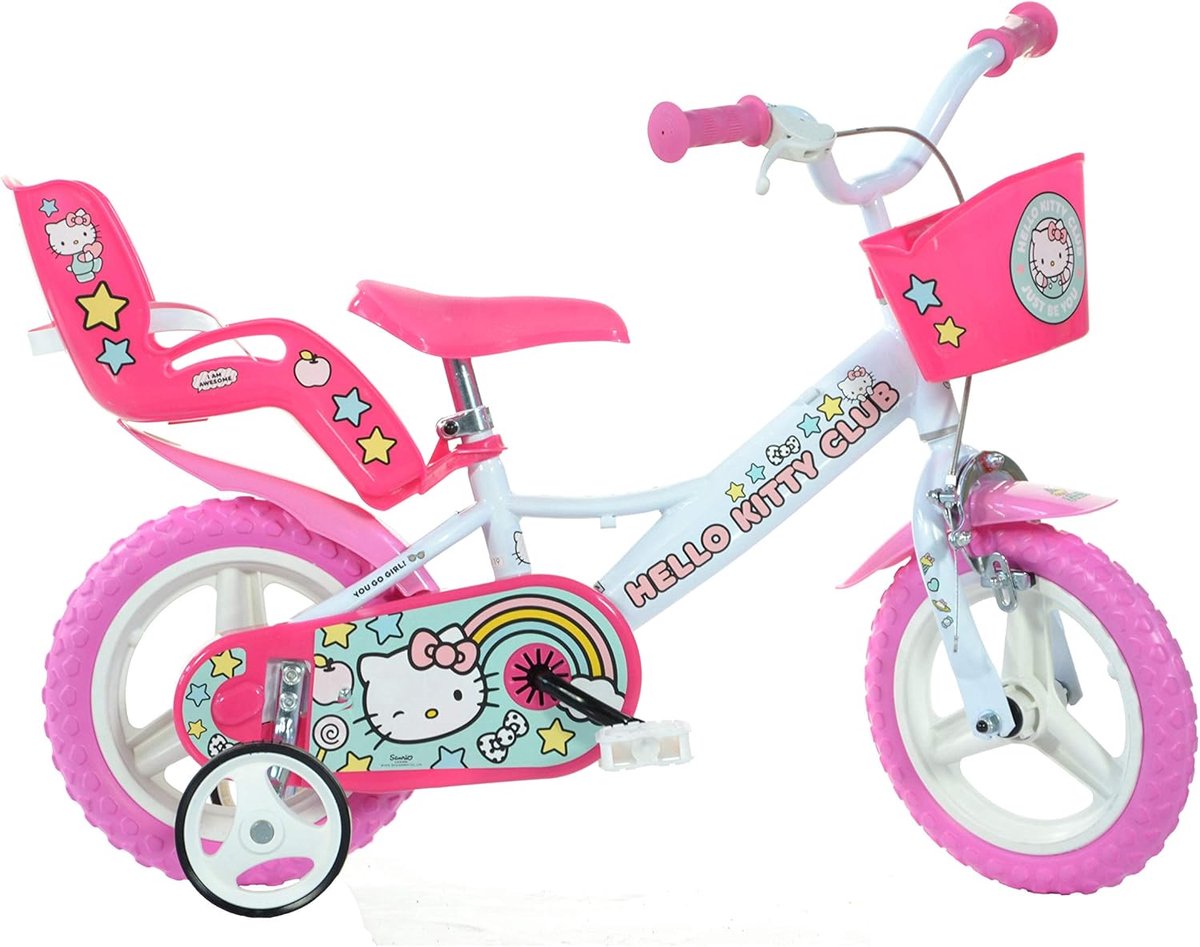 Kinderfiets Loopfiets Buiten spelen Met poppenhouder 12 inch Roze