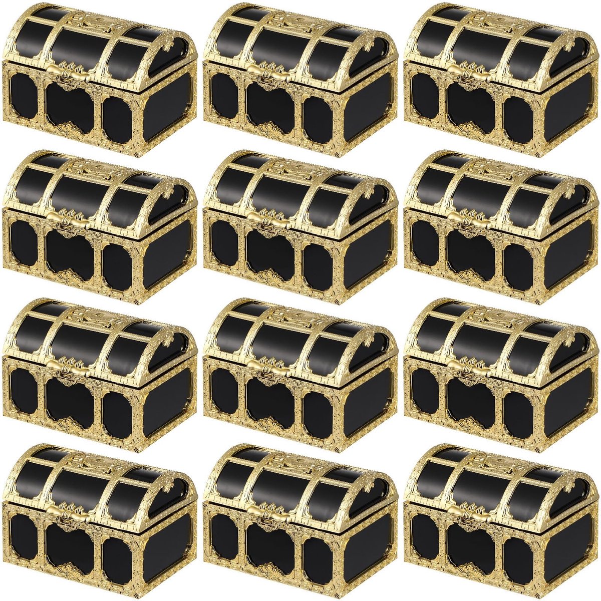 Dailygoods- Schatkisten 12 Stuks - Decoratieve Piraten-opbergdozen - Lichtgewicht Kunststof - Aandenken Huwelijksgeschenken - Perfect voor Thema-evenementen - Grappig Creatief Tintje - Opbergdoos