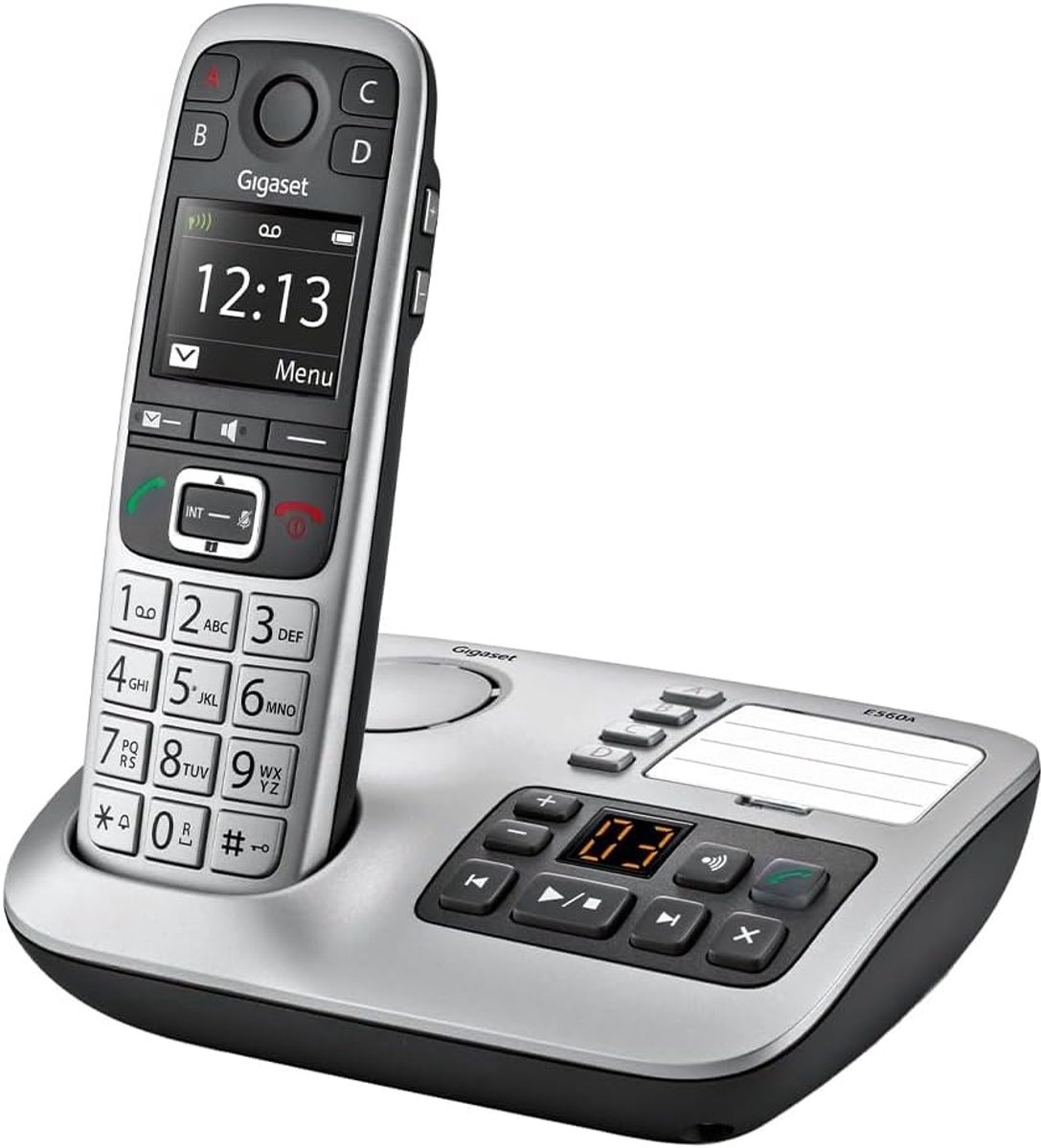 Draadloze Telefoon - Huistelefoon - Thuis Bellen - Senioren Vriendelijk - 16.5 cm Hoog - Grijs