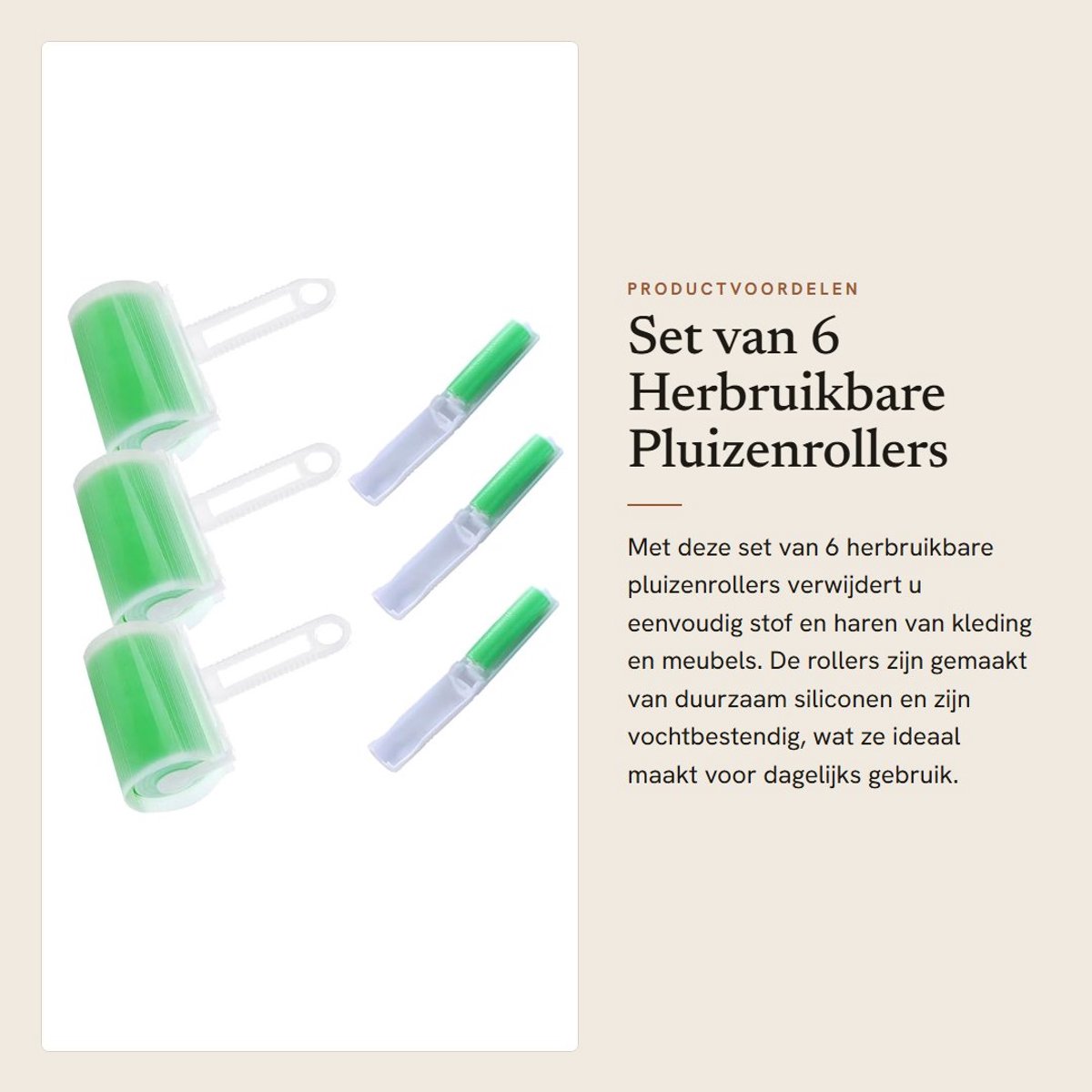 Dailygoods- Pluizenroller Herbruikbaar - Set van 6 Herbruikbare Pluizen- en Haarrollers - Afwasbare Pluizenroller - Rollenaccessoire voor Pluizenverwijdering - Vochtbestendig en Duurzaam - Pluizenborstel