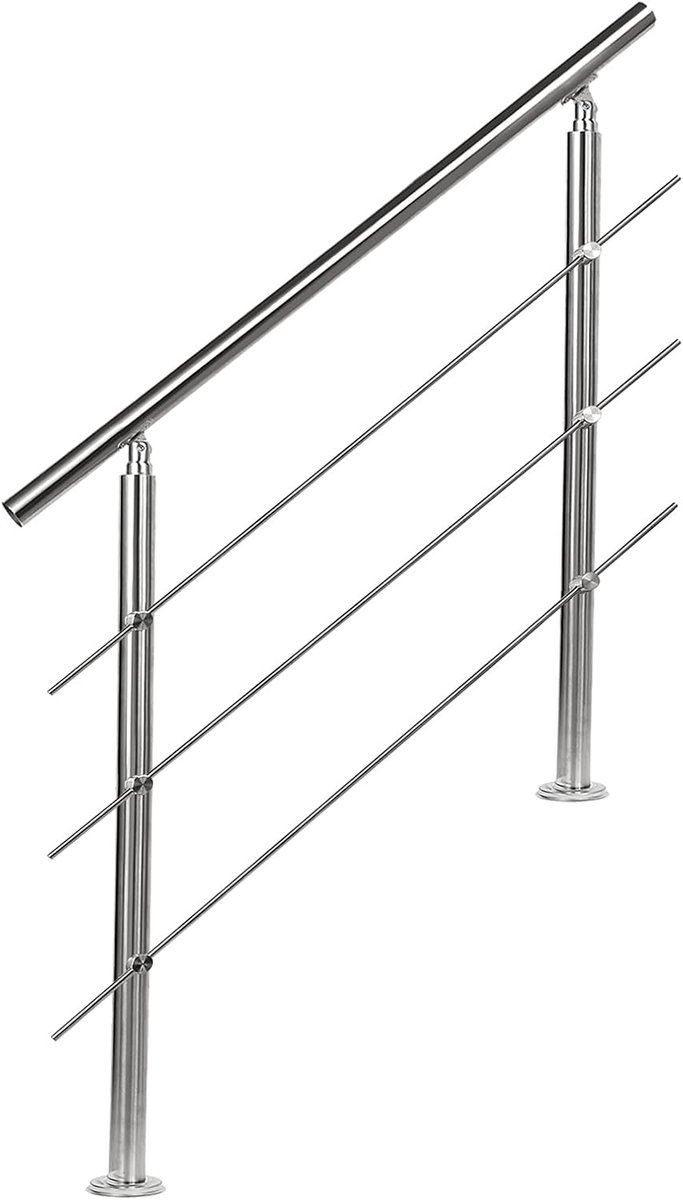 Trapleuning - Balustrade RVS - Veiligheid Verhoging - Verstelbare Hoek - 150 cm - Gepolijst