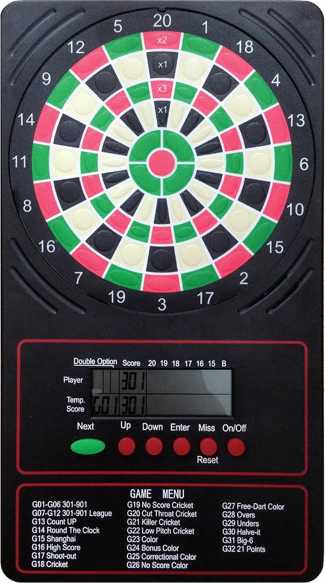 Elektronische Dartscorer - Scorebord Touchpad - Dartwedstrijden Bijhouden - 18 Speltypen - 15.2 x 26.7 cm - Zwart