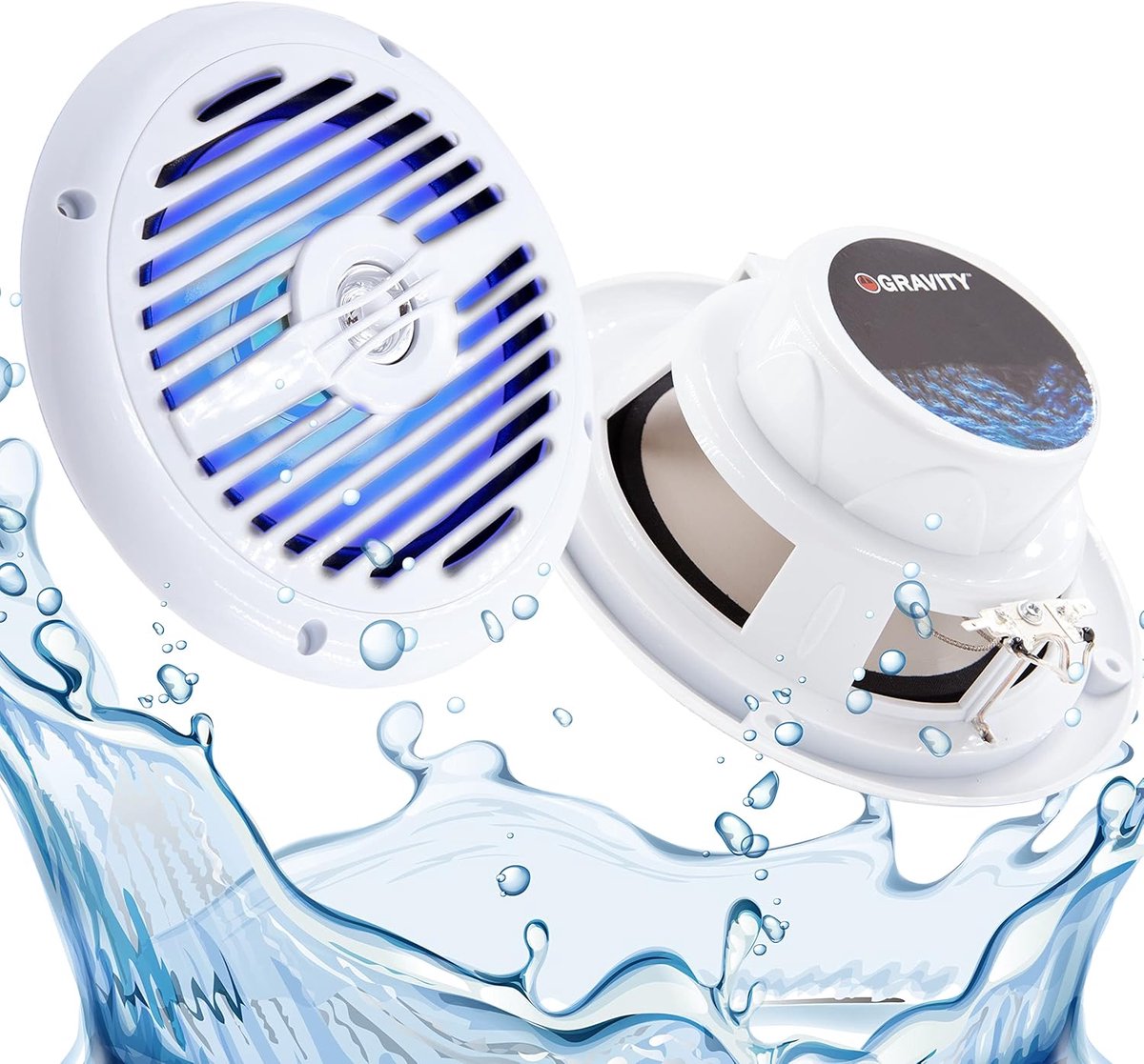Marine Speakers - Waterdichte Audio - Buiten Geluid - Ingebouwde LED - 65 Inch - Wit