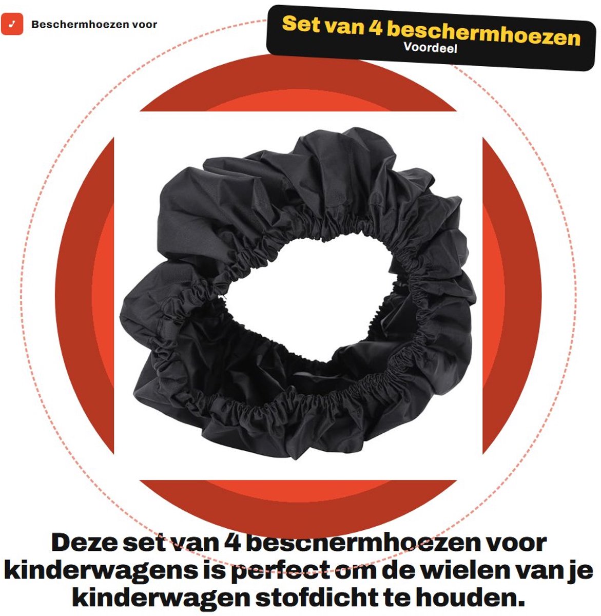 Dailygoods- Beschermhoezen Stofdicht - Beschermhoezen Kinderwagens - Bandenhoezen Set van 4 - Accessoires - Gemakkelijk op te bergen - Geschikt voor wielen - Wielenhoezen