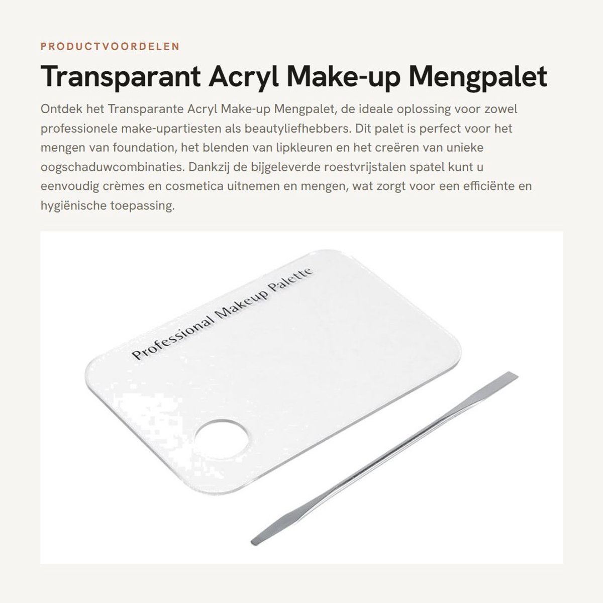 Dailygoods- Make-up Mengpalet 15x10 cm - Roestvrij Stalen Spatel - Herbruikbaar - Cosmetische Toepassingen - Geschikt voor Foundation en Oogschaduw - Make-uppalet