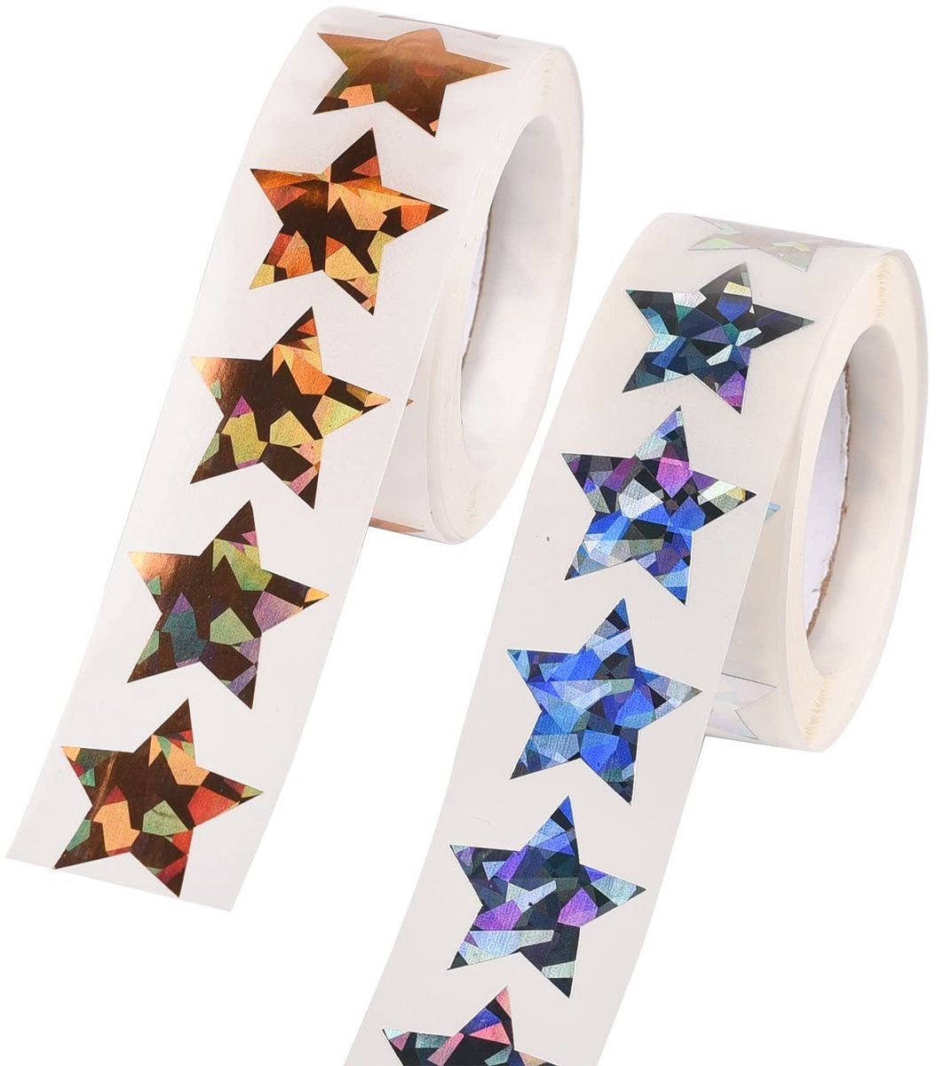 Dailygoods- Ster Stickers - 2 Rollen Metallic - Zelfklevend - Beloningsstickers voor Kinderen - Gouden/Zilveren - 2,5 cm