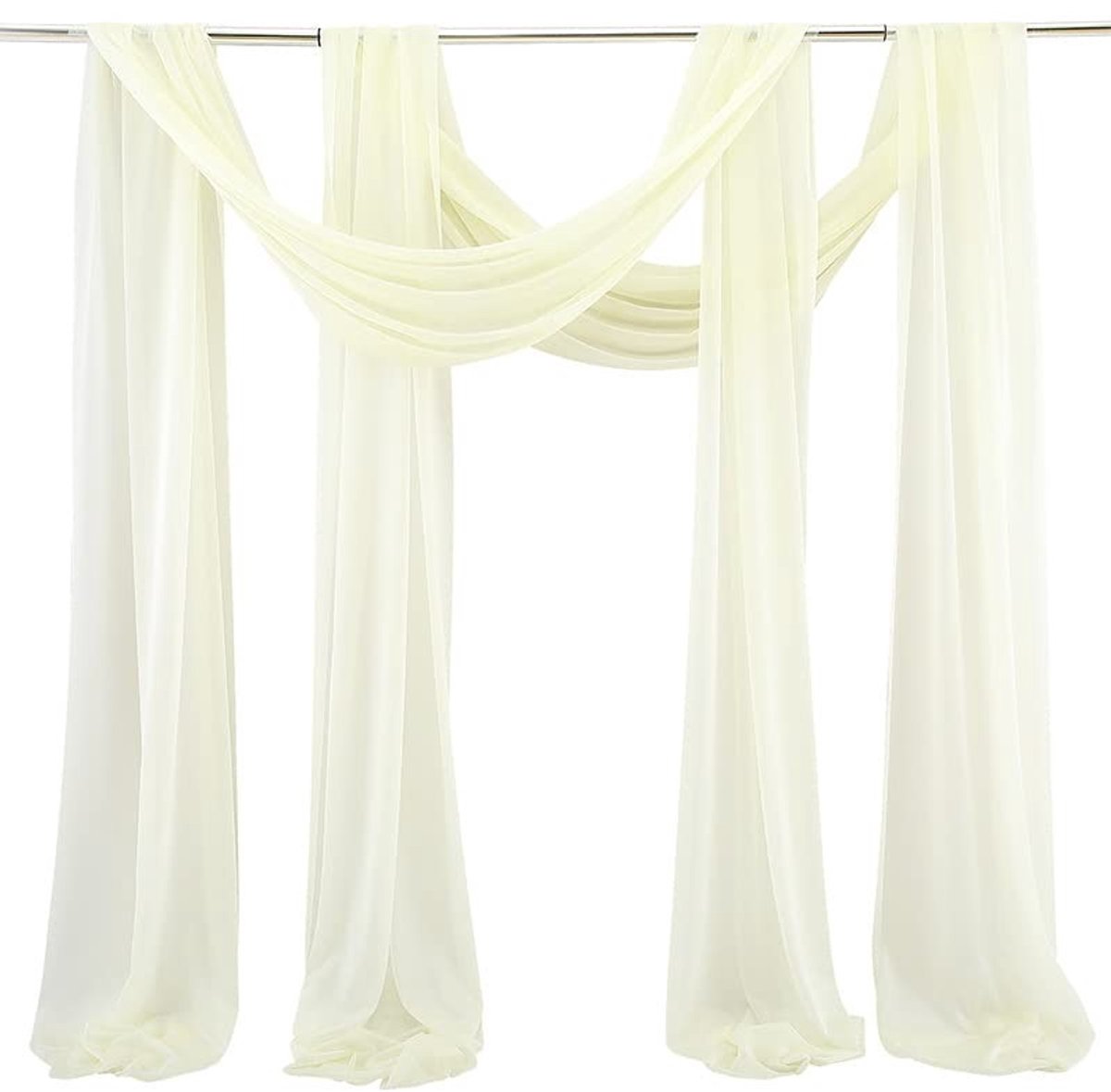 Dailygoods- Trouwbooggordijn 2 stuks - Chiffon Gordijn - Bruiloftsgordijn - Decoratie - Fotoachtergrond - 75 x 600 cm - Decoratiedoek