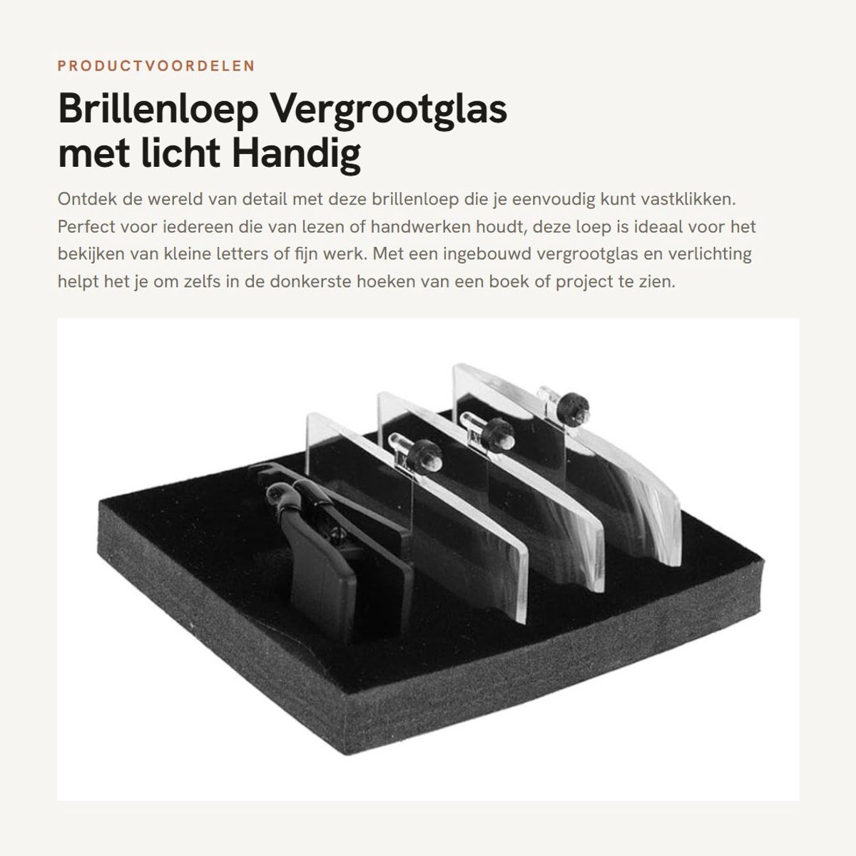 Dailygoods - Brillenloep - Vergrootglas met licht - Handig formaat - Wimperbril - Ideaal voor lezen en hobby's - Geschikt voor alle leeftijden