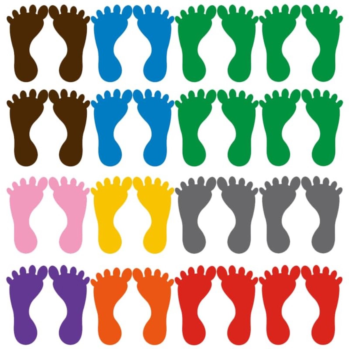 Dailygoods- Vloerstickers Wasbaar - 18 Paar Voetafdrukken - PVC Kinderdecoratie - Decoratie voor Kleuterscholen - Eenvoudig aan te Brengen - Kleurrijke Patroonstickers - Kinderdécoratie