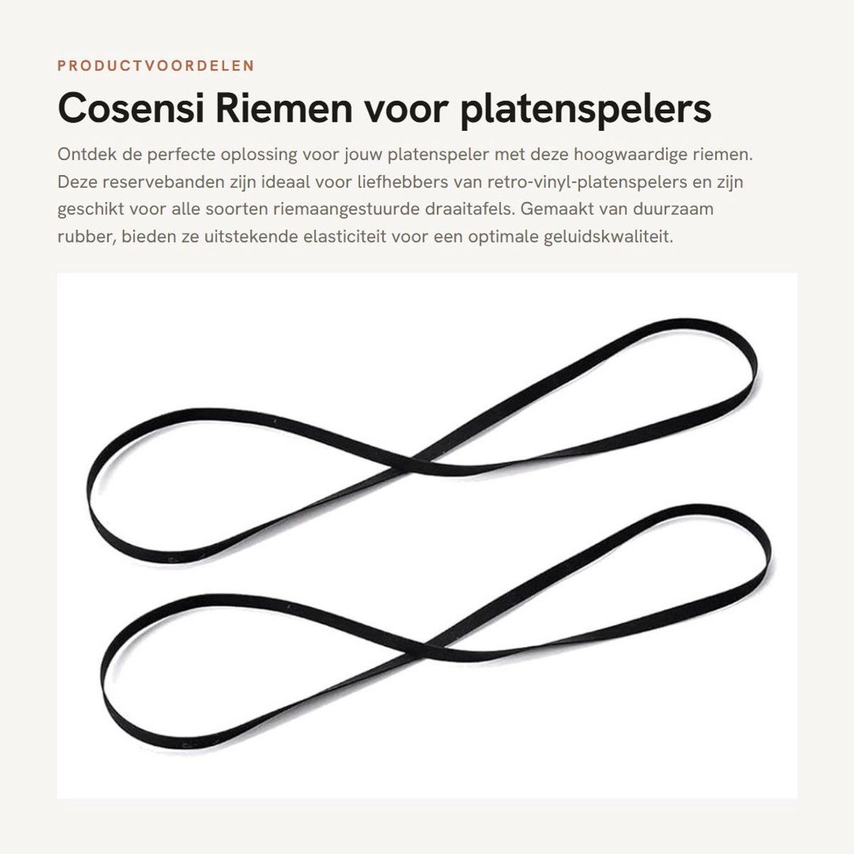 Dailygoods- Riemen voor Platenspelers - Hoogwaardig Rubber - 2 Stuks - Duurzaam - Geschikt voor Riemaangestuurde Platenspelers - Lengte 200 mm - Platenspelerband
