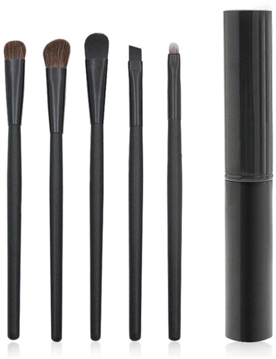 Dailygoods - Make-upkwasten - Set van 5 - Perfecte oogmake-up - Zwart - Kwasten voor vrouwen en meisjes - Oogschaduw kwasten - Geschikt voor make-up