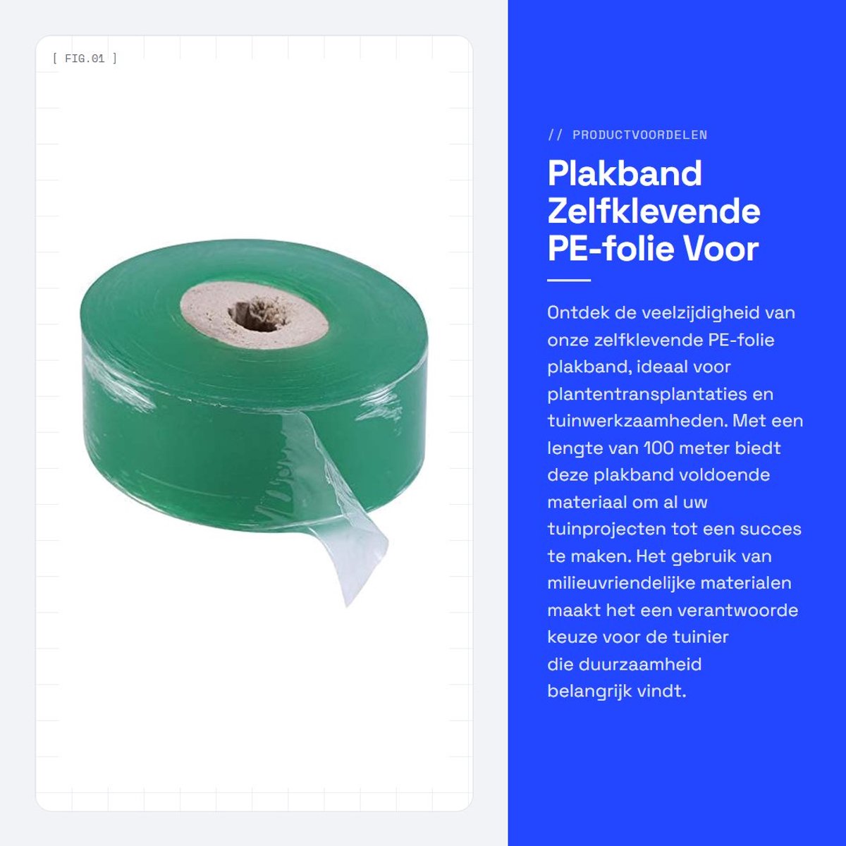 Dailygoods- Plakband 100 m - Zelfklevende PE-folie - Waterdicht - Flexibel - Rekbaar - Milieuvriendelijk - Entlint