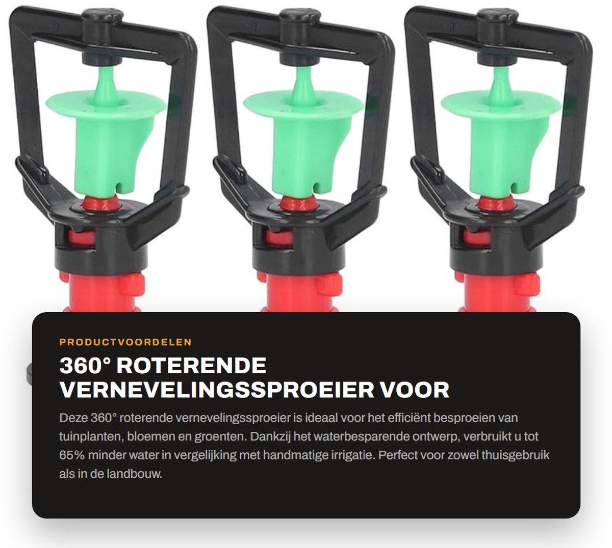 Dailygoods- Vernevelingssproeier 360° Roterend - Tuinsproeier - Waterbesparing tot 65% - Duurzaam Kunststof - G1/2 Buitendraad - Voor Tuinplanten