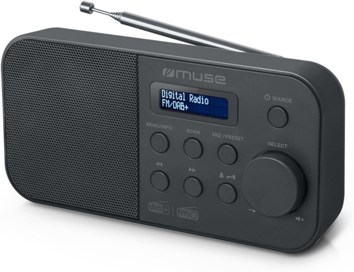 Draagbare Radio - Wekkerradio DAB+ - Muziek Luisteren - LCD Display - 60 Zenders - Zwart