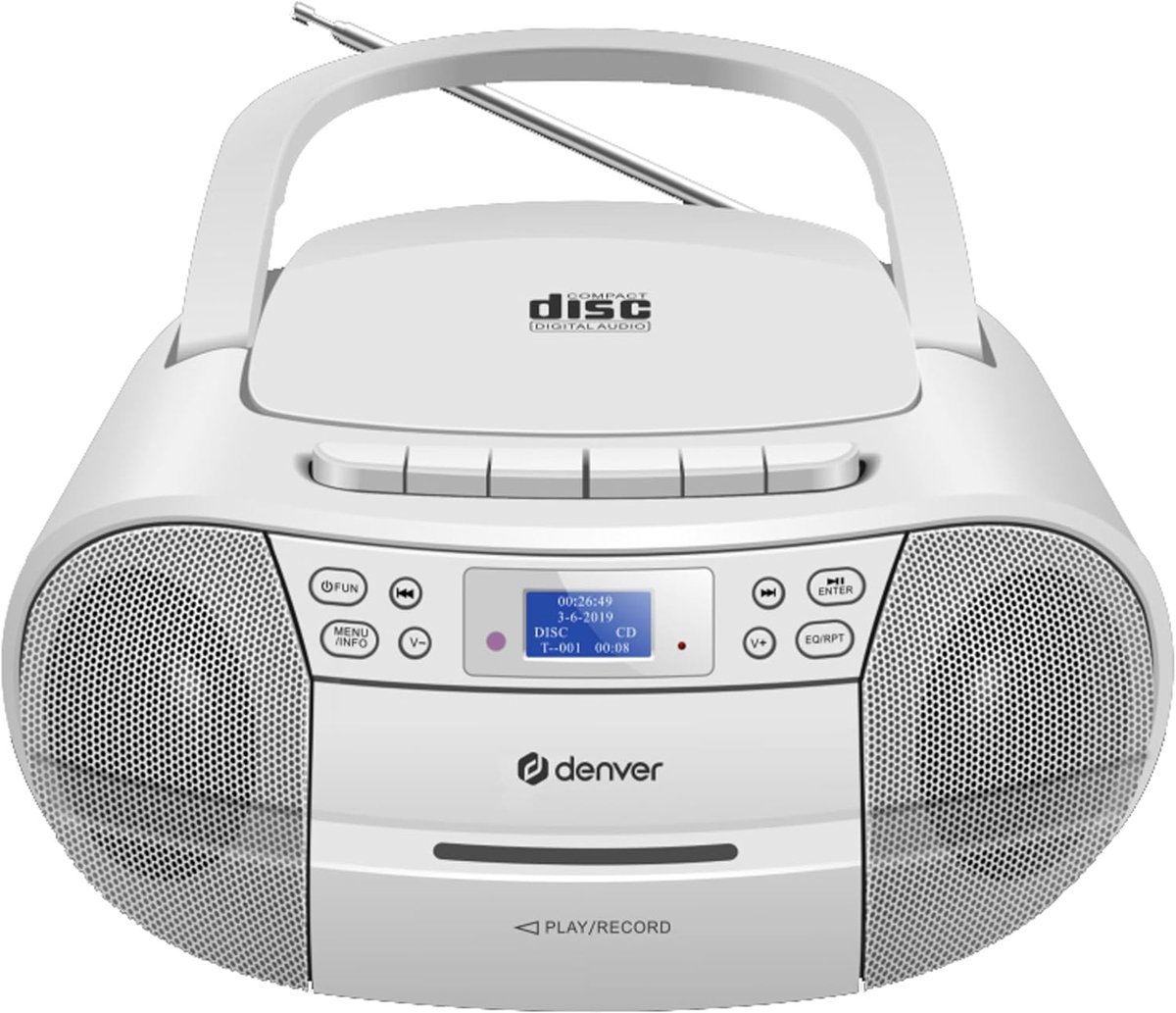 Stereo Boombox - Draagbare Radio - Muziek Luisteren - Meerdere Functies - 2x 15 Watt - Wit