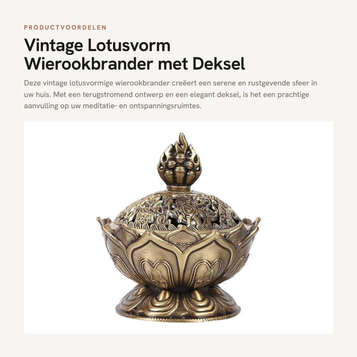 Dailygoods- Wierookbrander Antiek - Wierookhouder - Wierookkegelhouder - Meditatie - Slaapbevordering - Duurzaam Zinklegering