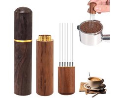 Dailygoods- Koffietamper 2 Stuks - Koffiemixer met 6 Fijne Naalden van 0,4 mm - Barista Accessoires - Koffieaccessoires - Roestvrij Staal - Praktisch Ontwerp