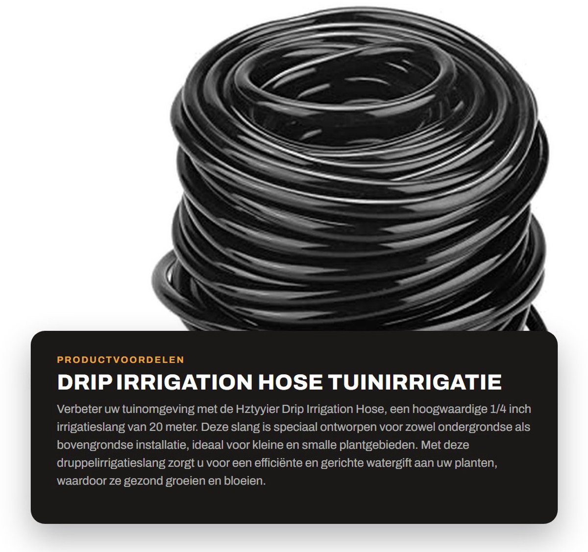 Dailygoods- Drip Irrigation Hose 20m - Tuinslang - PVC Kunststof - 4 mm Binnen Diameter - Waterdicht - Tuin Irrigatie Systeem - Irrigatietube