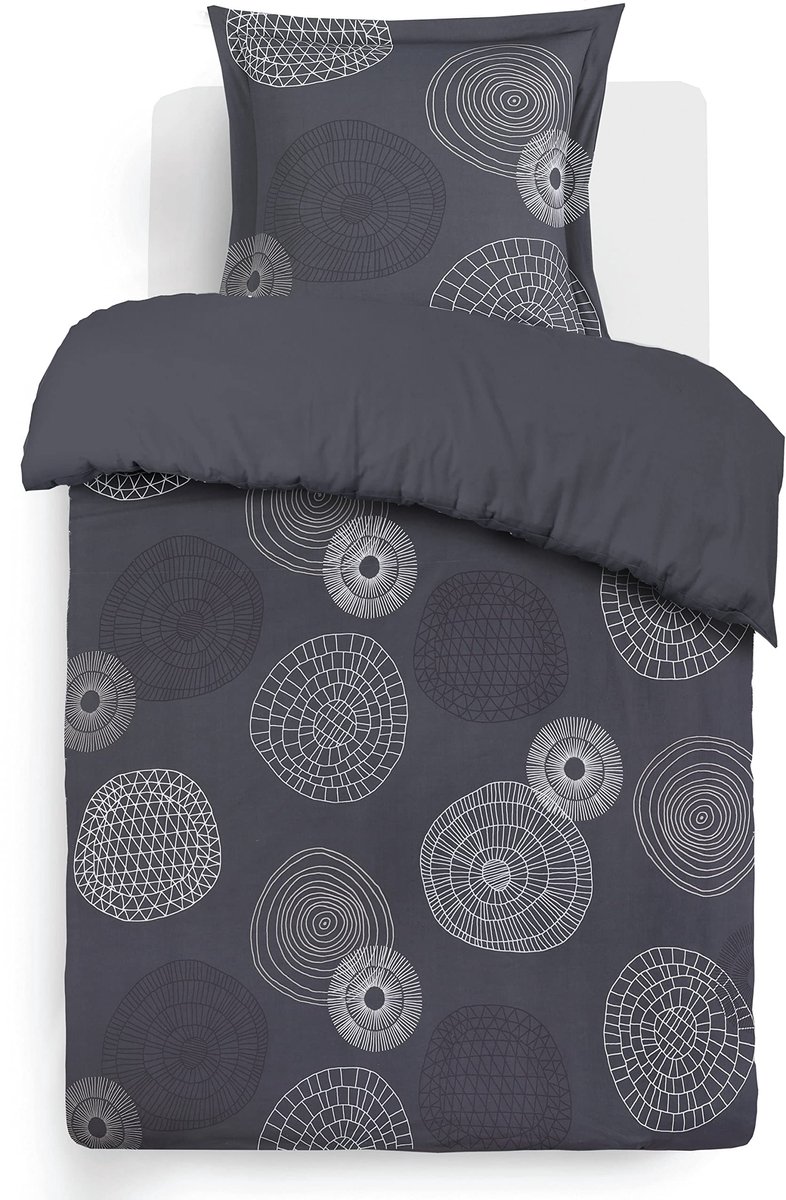 Dailygoods - Beddengoedset - Dekbedovertrek 140 x 200 cm - Grijs - Katoen - 1 Kussensloop - Perfect voor eenpersoonsbed
