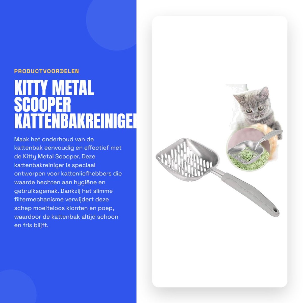 Dailygoods- Kattenbakreiniger Effectief - Kattenbak Schep - Kattenbakvulling - Antislip Handvat - Lichtgewicht - Duurzaam Materiaal - Kattenbakschep