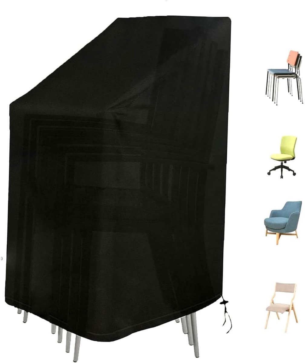 Dailygoods- Beschermhoes Waterdicht - Beschermhoes Tuinstoelen - 420D Polyester - Zwart - 75 x 75 x 120 cm - Duurzaam en Zonbescherming - Tuinstoelhoes