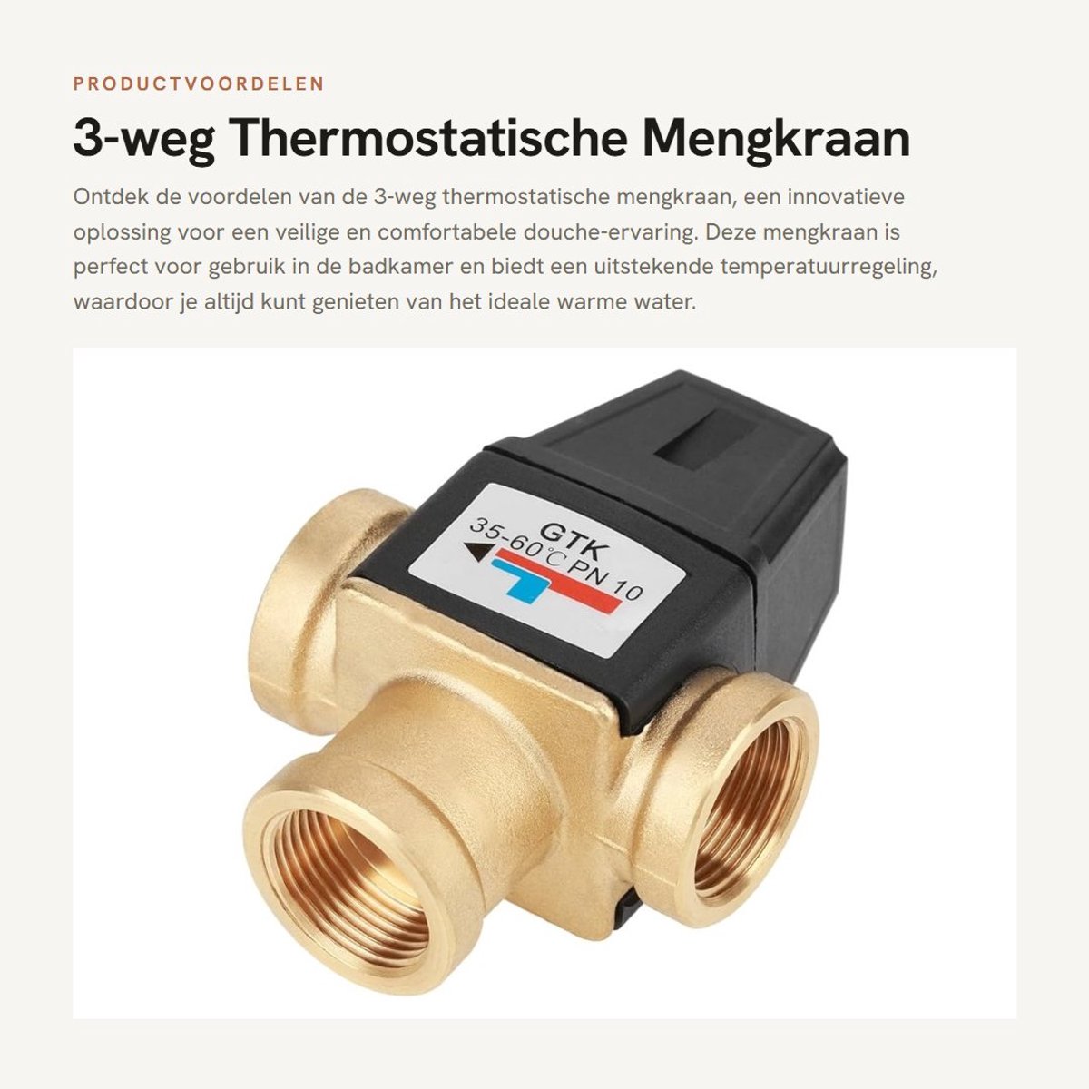 Dailygoods- Mengkraan Thermostatisch Hoge Doorstroming - Douchemengkraan - Badkamerkraan - Temperatuurregeling - Anti-verbranding - Geschikt voor Warmwatercirculatie - Thermostaatkraan