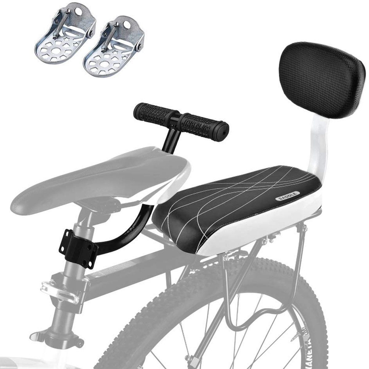 Dailygoods- Kinderzitje Achter - Rugleuning - Armleuningen - Voetensteun - Slijtvast - Eenvoudig te Installeren - Fietsstoeltje