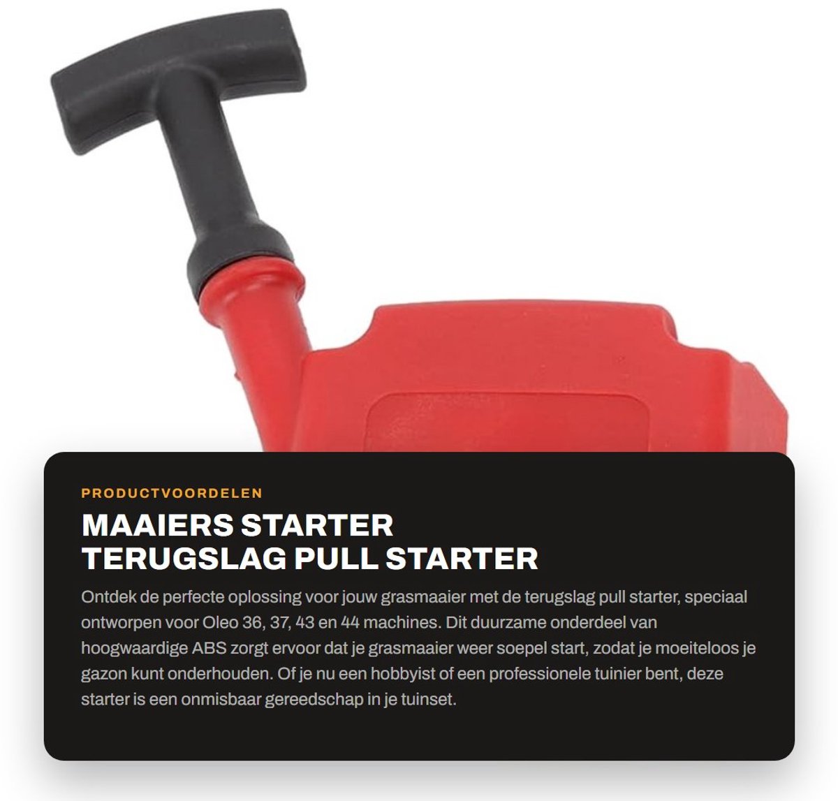Dailygoods- Startkoord voor Oleo 36/37/43/44 - Tuingereedschap - Terugslag Pull Starter - ABS Materiaal - Stabiele Prestaties - Lichtgewicht 185g - Terugslagstarter