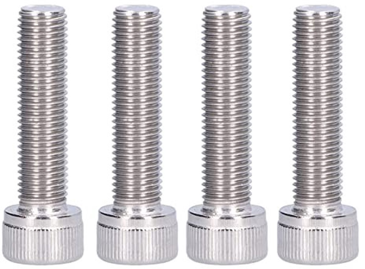Dailygoods- Zeskantbouten Roestvrij Staal - M10 - 1,25mm Pitch - DIN 912 - 4 Stuks - Voor Autocarrosserie/Bumpers - Strakke Bevestiging - Hexbouten