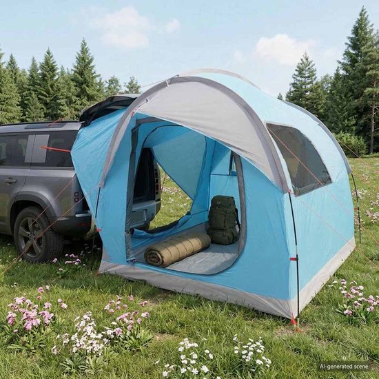 vidaXL - Auto - Tent - met - dak - Blauw - 239 - x - 210 - x - 210 - cm - Polyester - en - Staal van Vidaxl — afbeelding 3